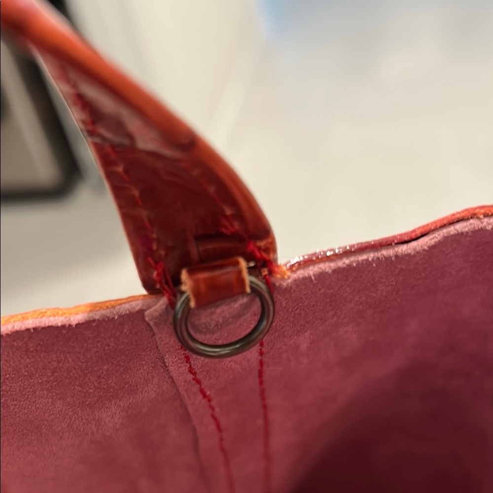 FAUX Croc-Embossed Leather Tote Bag - Red - Picture 8 of 16